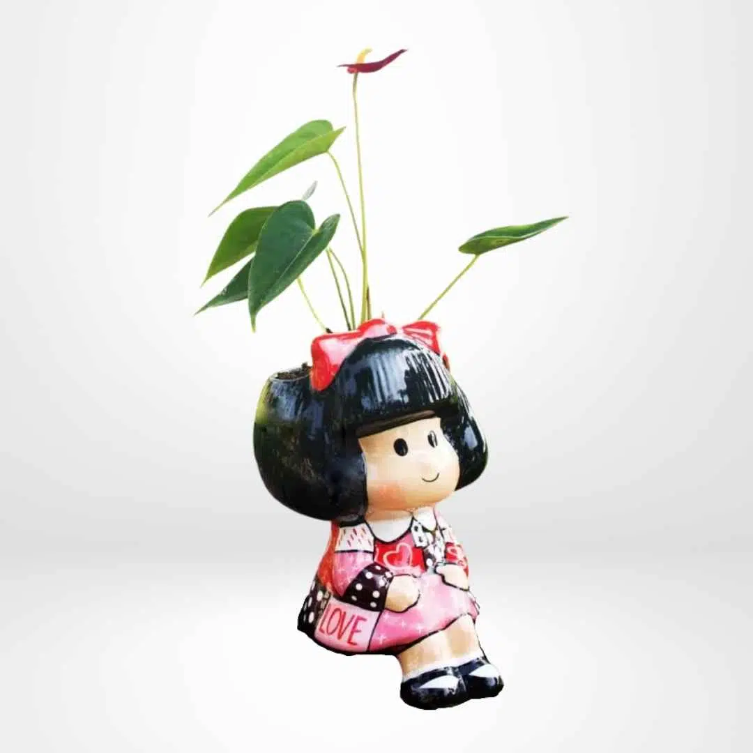 Anturio Rojo Enano + Maceta Mafalda Love | 25 cm