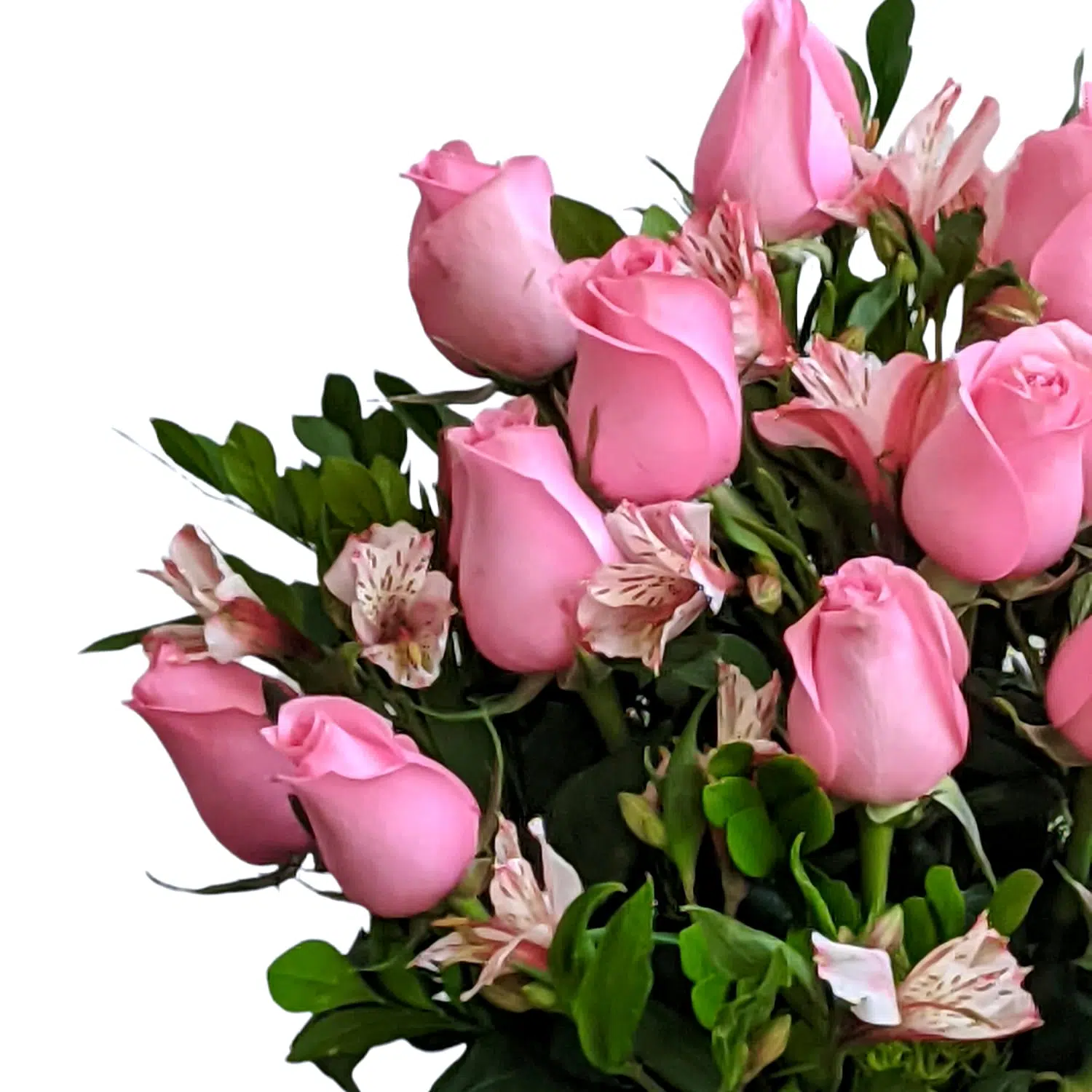 Florero de vidrio con 12 rosas rosadas - Imagen 2