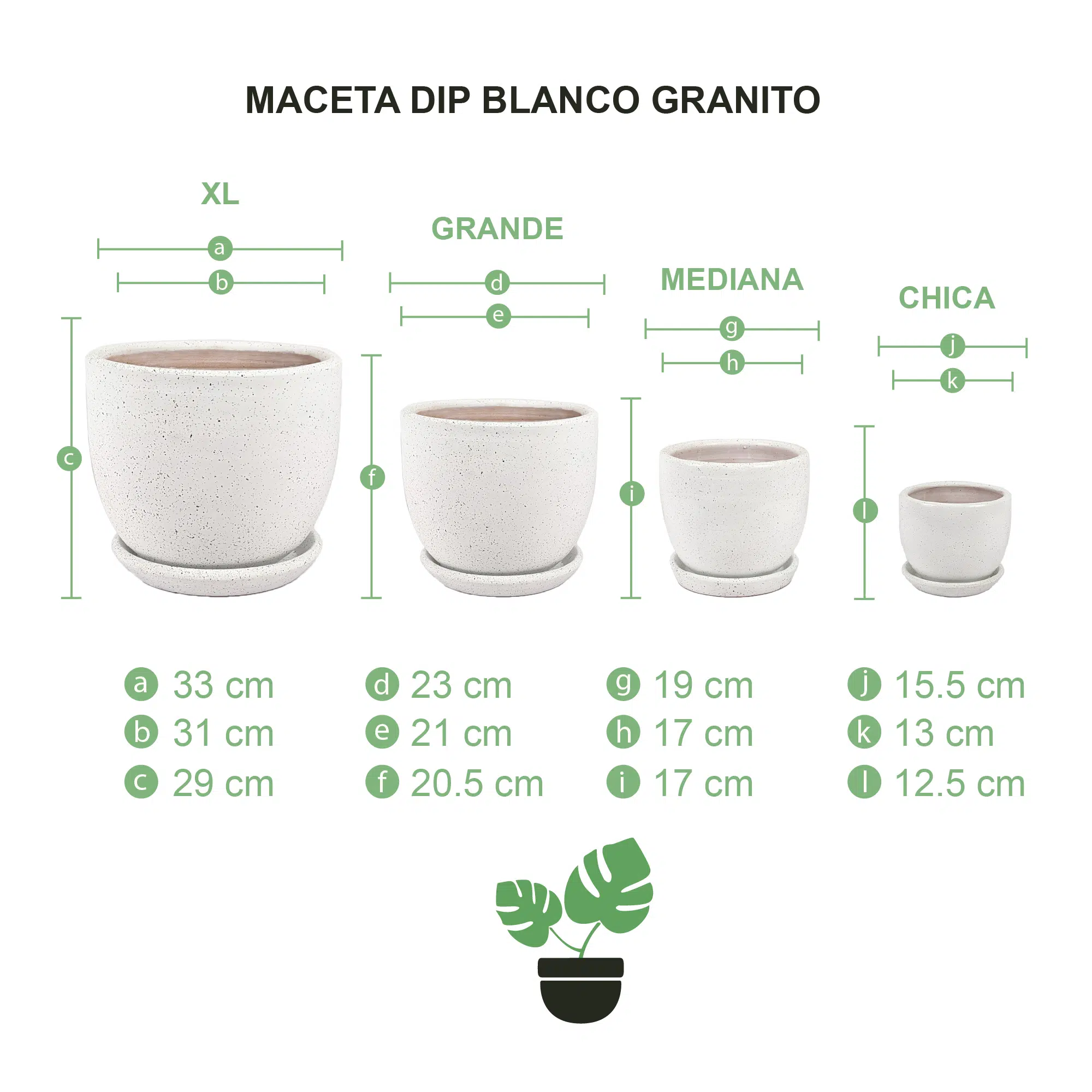 Macetas Cerámica Dip Granito Blanco - Imagen 3