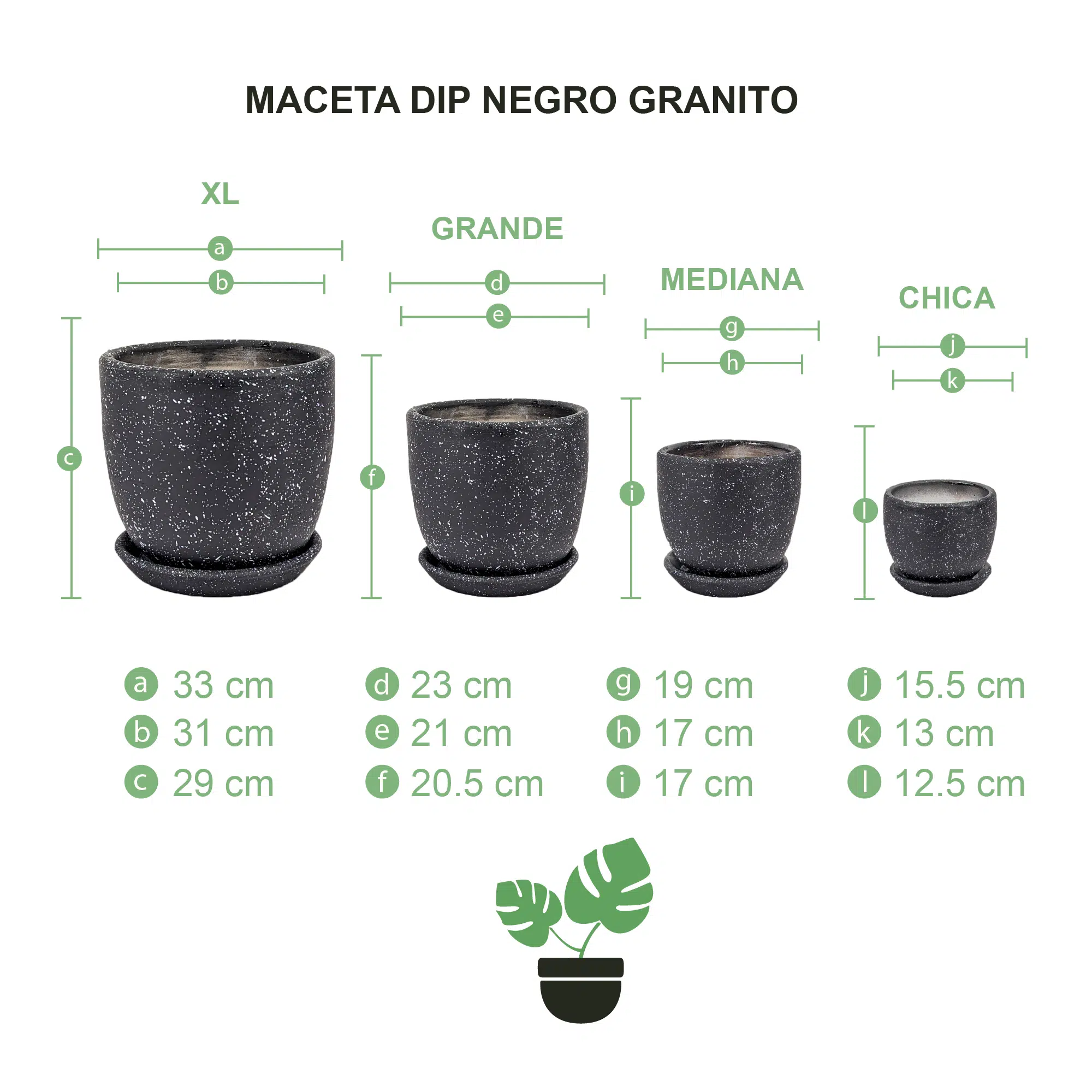 Macetas Cerámica Dip Granito Negro - Imagen 3