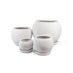 Macetas Cerámica Esfera Granito Blanco