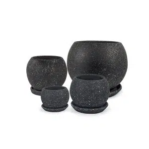 Macetas Cerámica Esfera Granito Negro