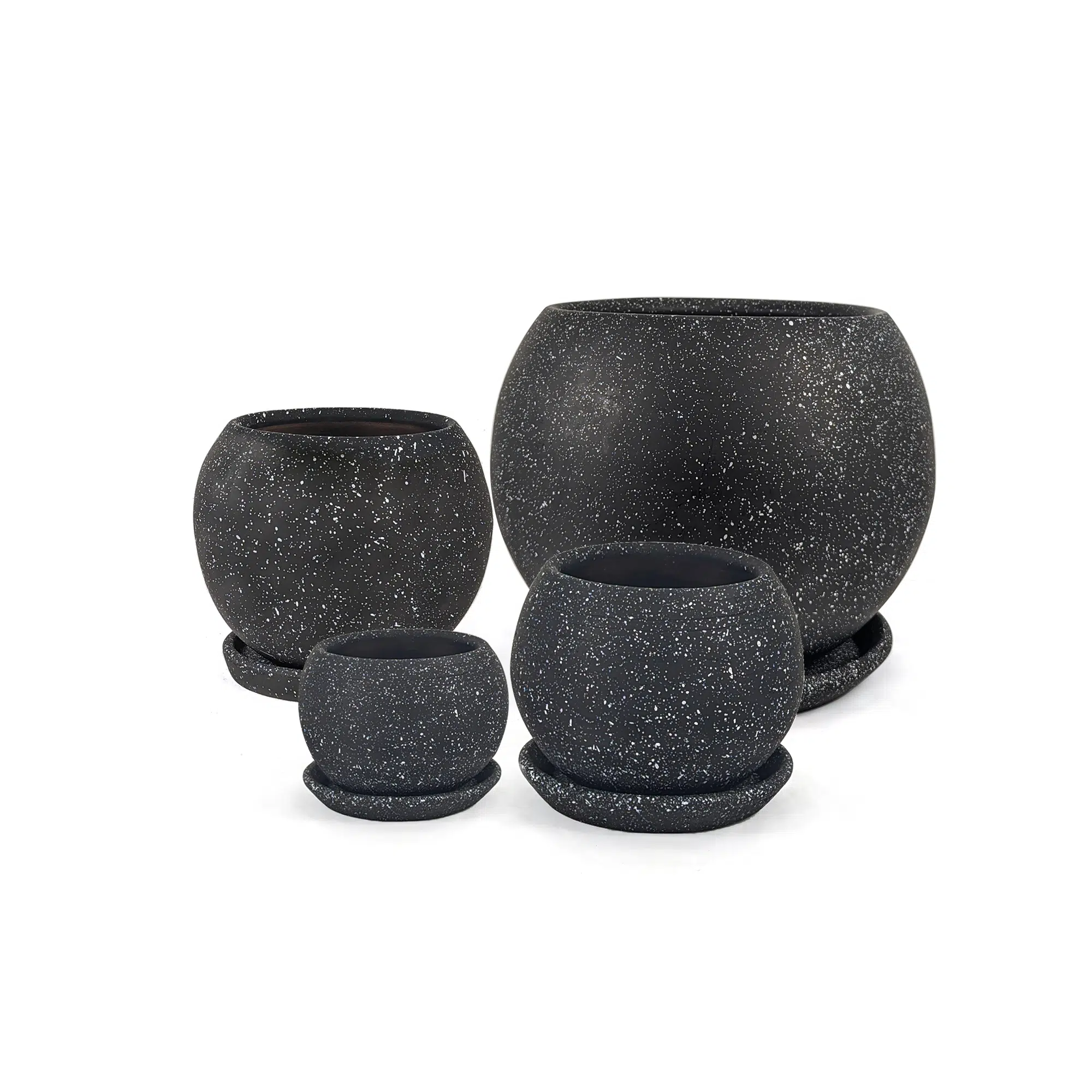 Macetas Cerámica Esfera Granito Negro