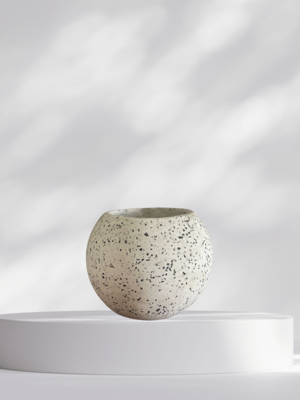 Maceta esfera de terrazo blanco + planta | 22 cm - Imagen 3