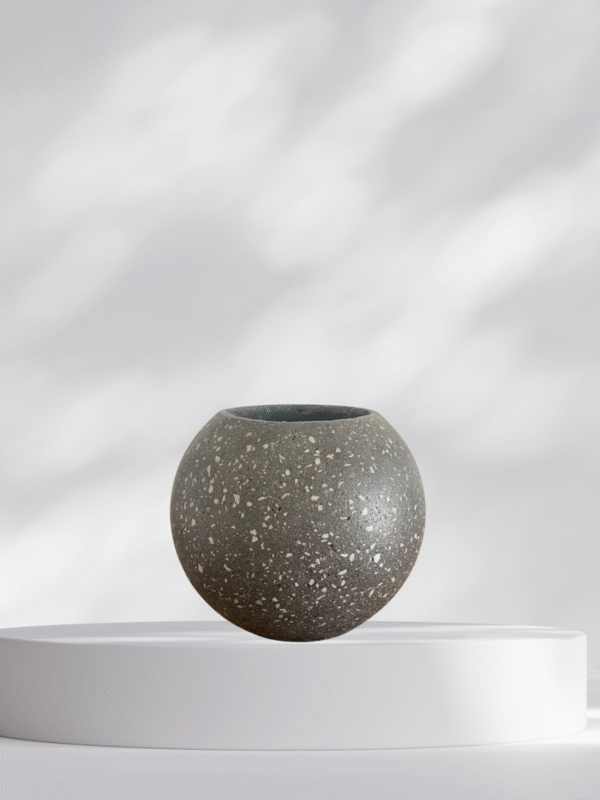 Maceta esfera de terrazo negro + planta | 22 cm - Imagen 2