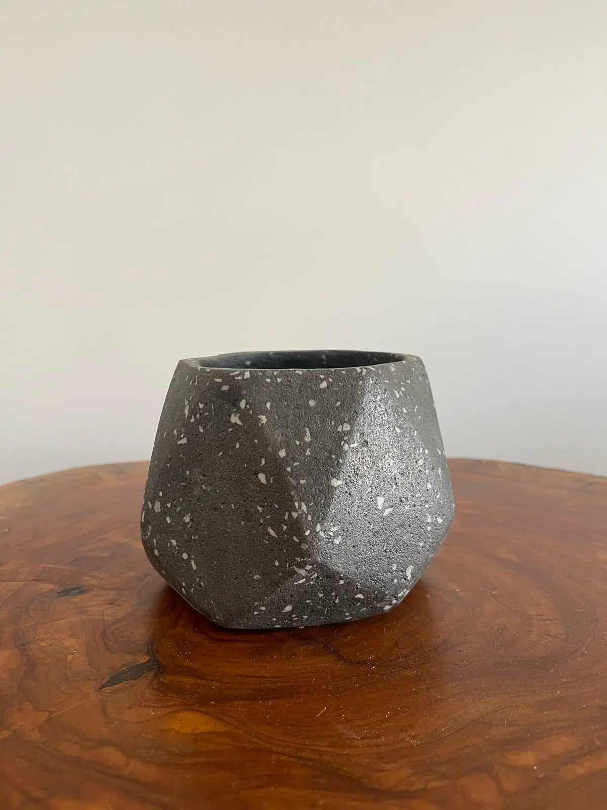 Maceta base geométrica de terrazo negro + planta | 22 cm - Imagen 2