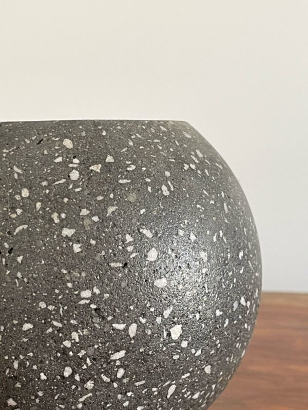 Maceta esfera de terrazo negro + planta | 22 cm - Imagen 3