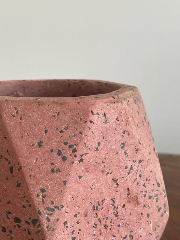 Maceta base geométrica de terrazo rosada + planta | 22 cm - Imagen 3