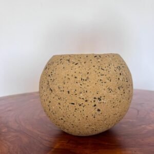Maceta esfera de terrazo amarillo + planta | 22 cm