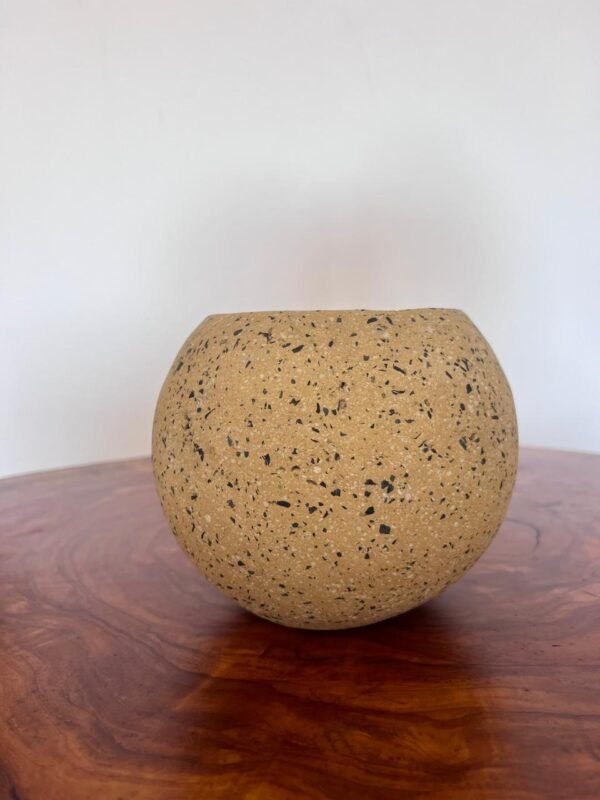 Maceta esfera de terrazo amarillo + planta | 22 cm
