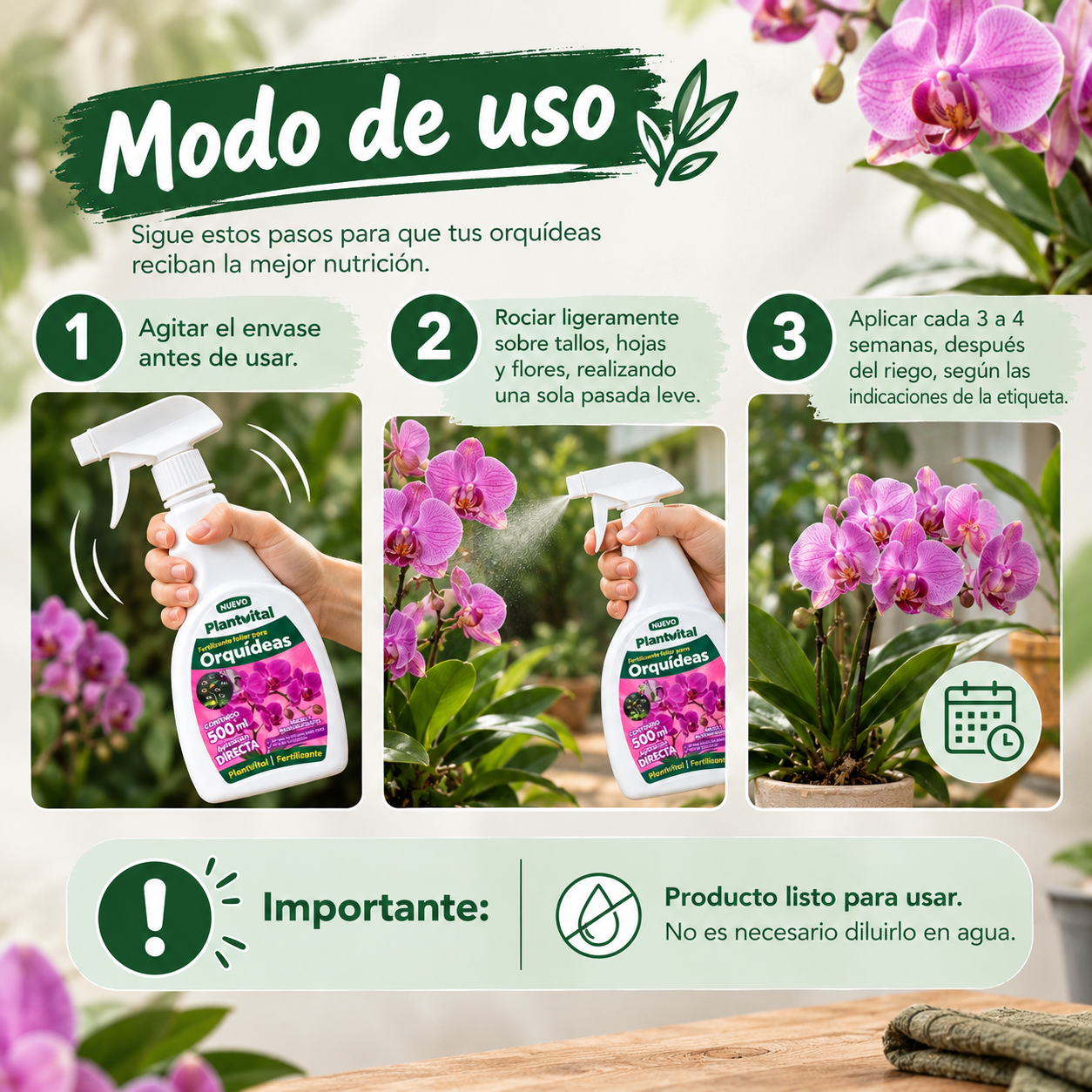 FERTILIZANTE FOLIAR PARA ORQUÍDEAS | 500 ml - Imagen 5