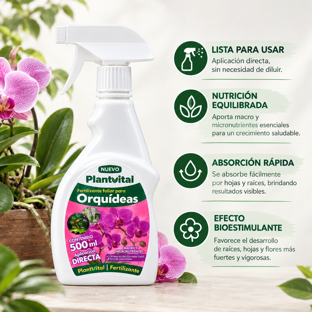 FERTILIZANTE FOLIAR PARA ORQUÍDEAS | 500 ml - Imagen 3
